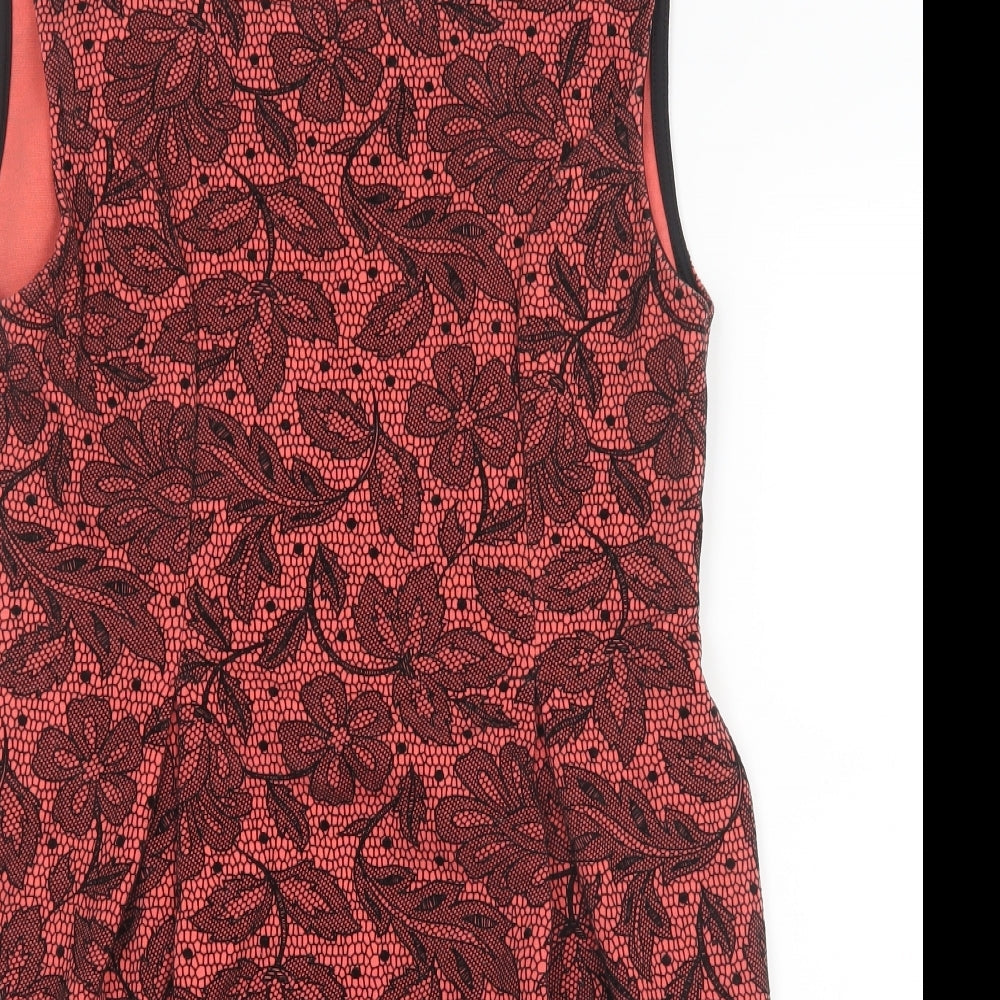 Miss Lush Womens Pink Geometric  A-Line  Size 14