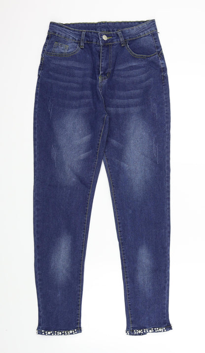 Womens UK Size M Preworn Regular Fit Skinny Blue Jeans