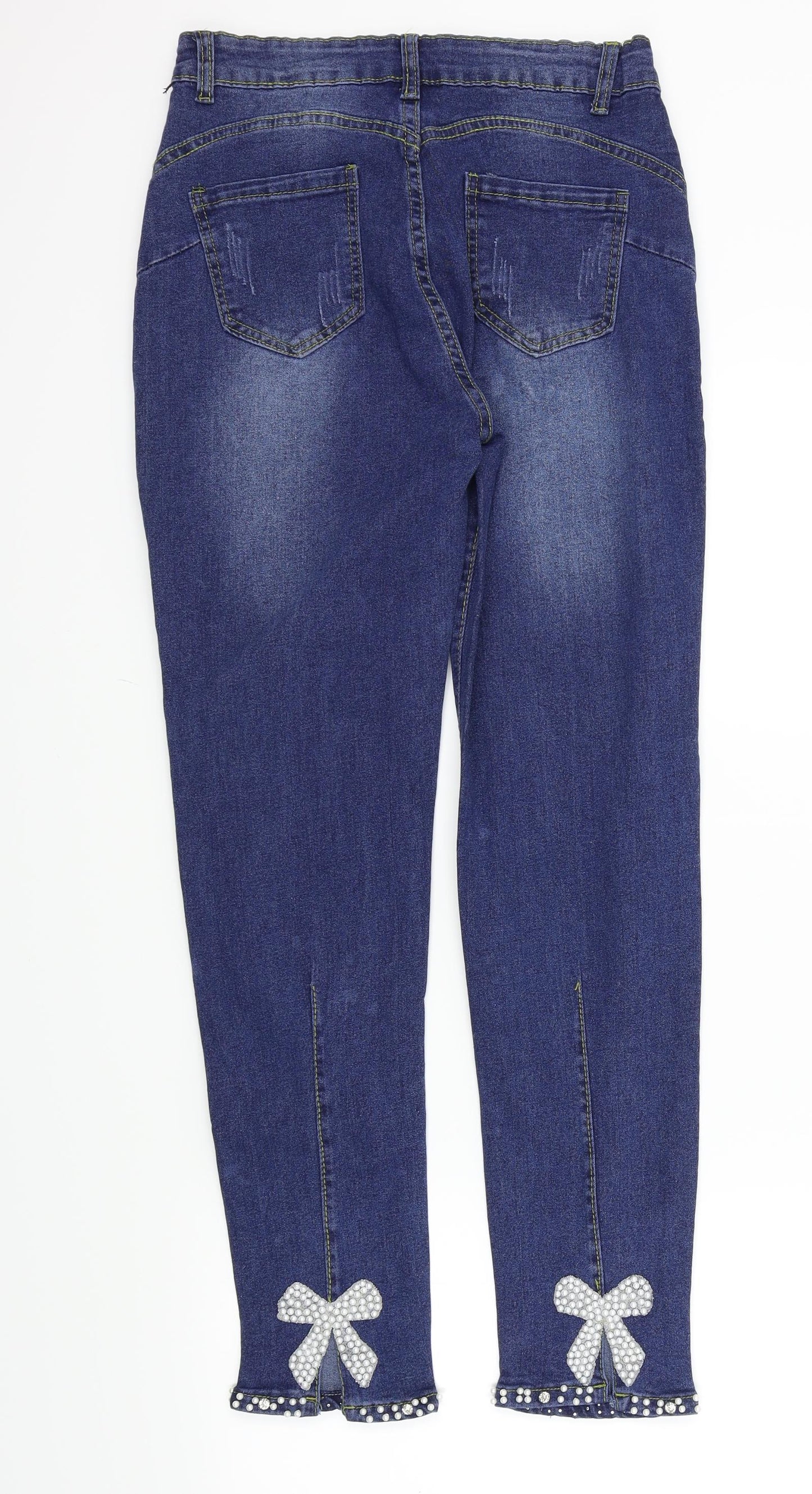 Womens UK Size M Preworn Regular Fit Skinny Blue Jeans