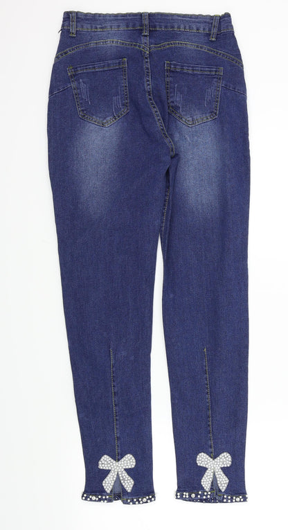Womens UK Size M Preworn Regular Fit Skinny Blue Jeans