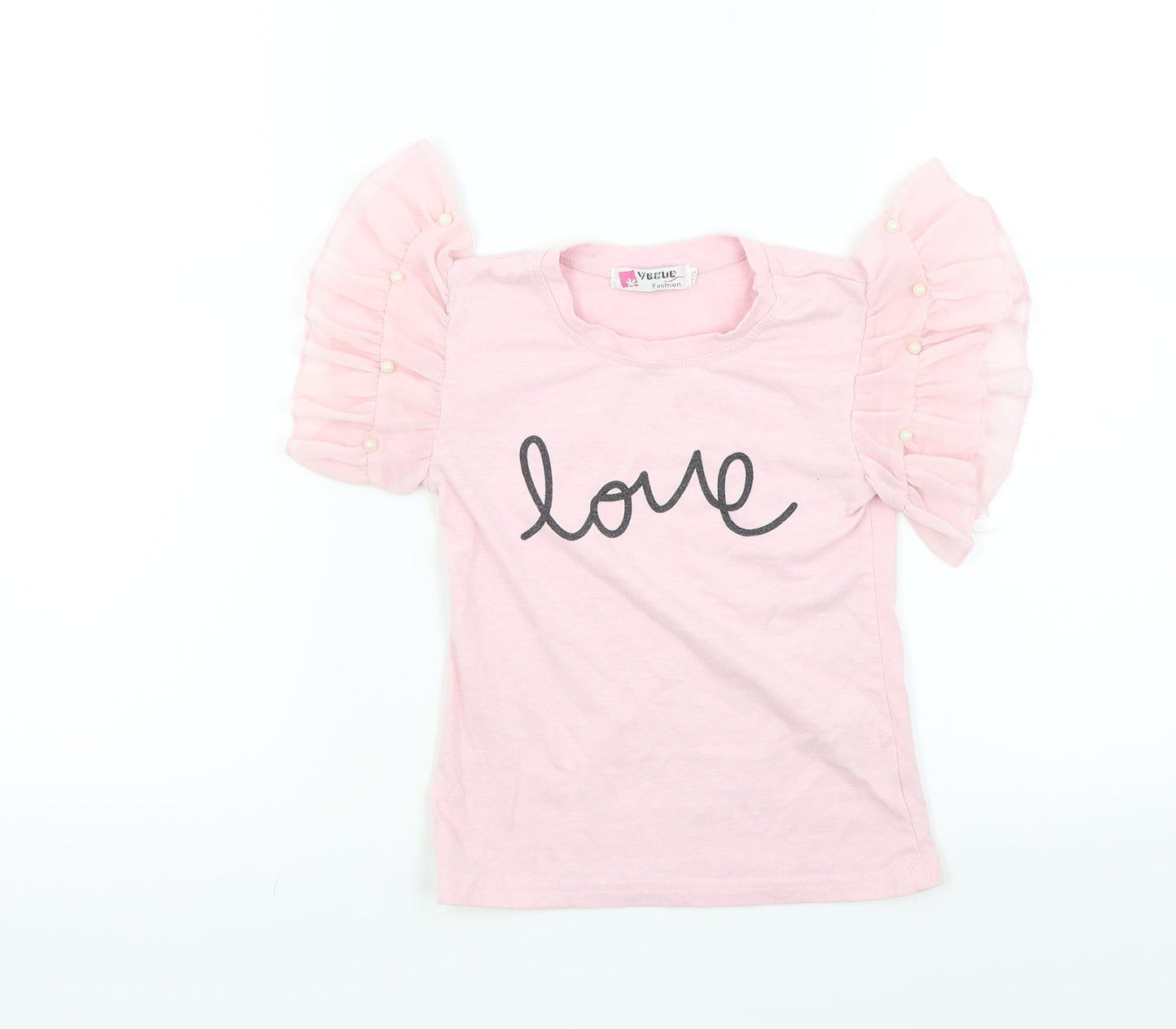Vogue Girls Pink   Basic T-Shirt Size 3 Years  - Frill Sleeves