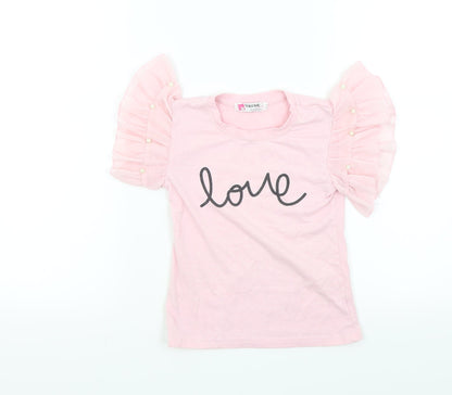 Vogue Girls Pink   Basic T-Shirt Size 3 Years  - Frill Sleeves