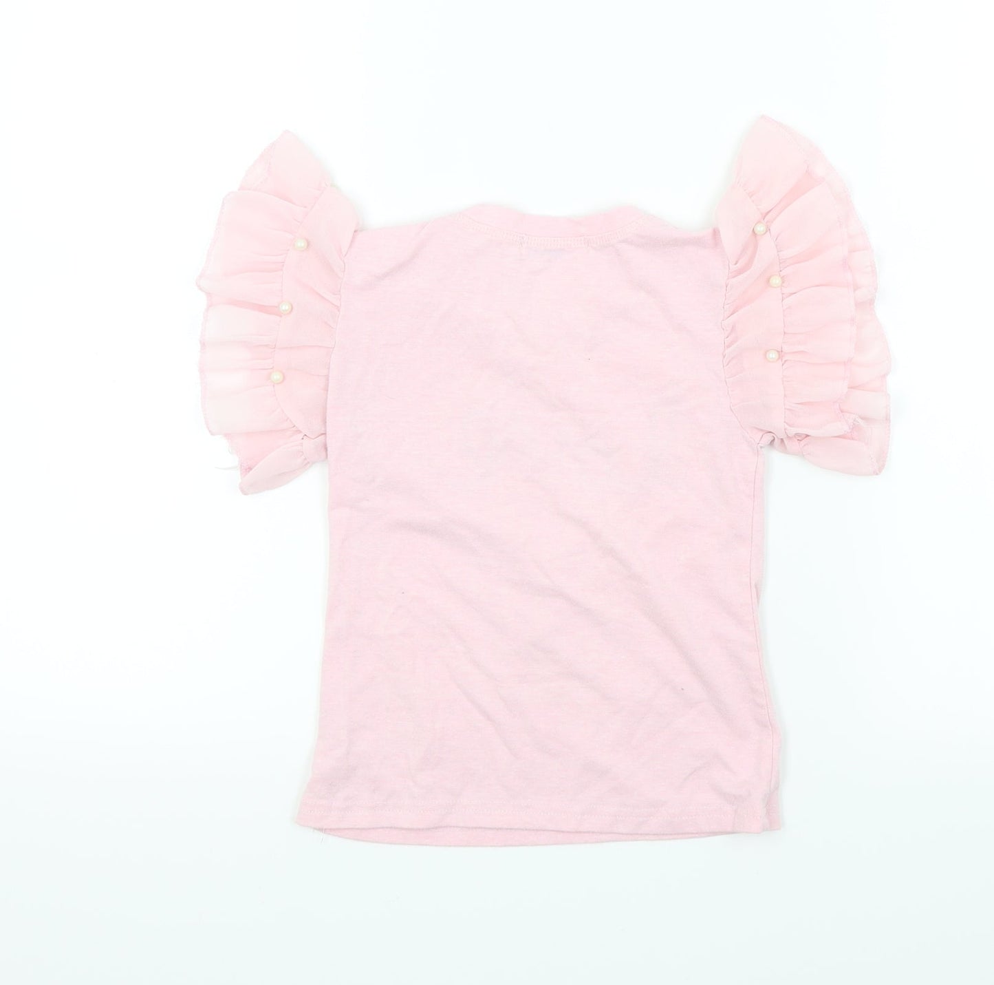 Vogue Girls Pink   Basic T-Shirt Size 3 Years  - Frill Sleeves