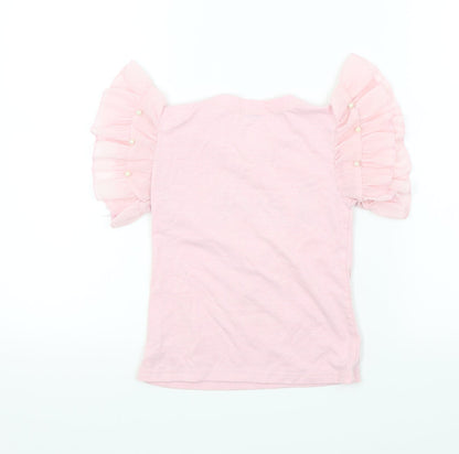 Vogue Girls Pink   Basic T-Shirt Size 3 Years  - Frill Sleeves