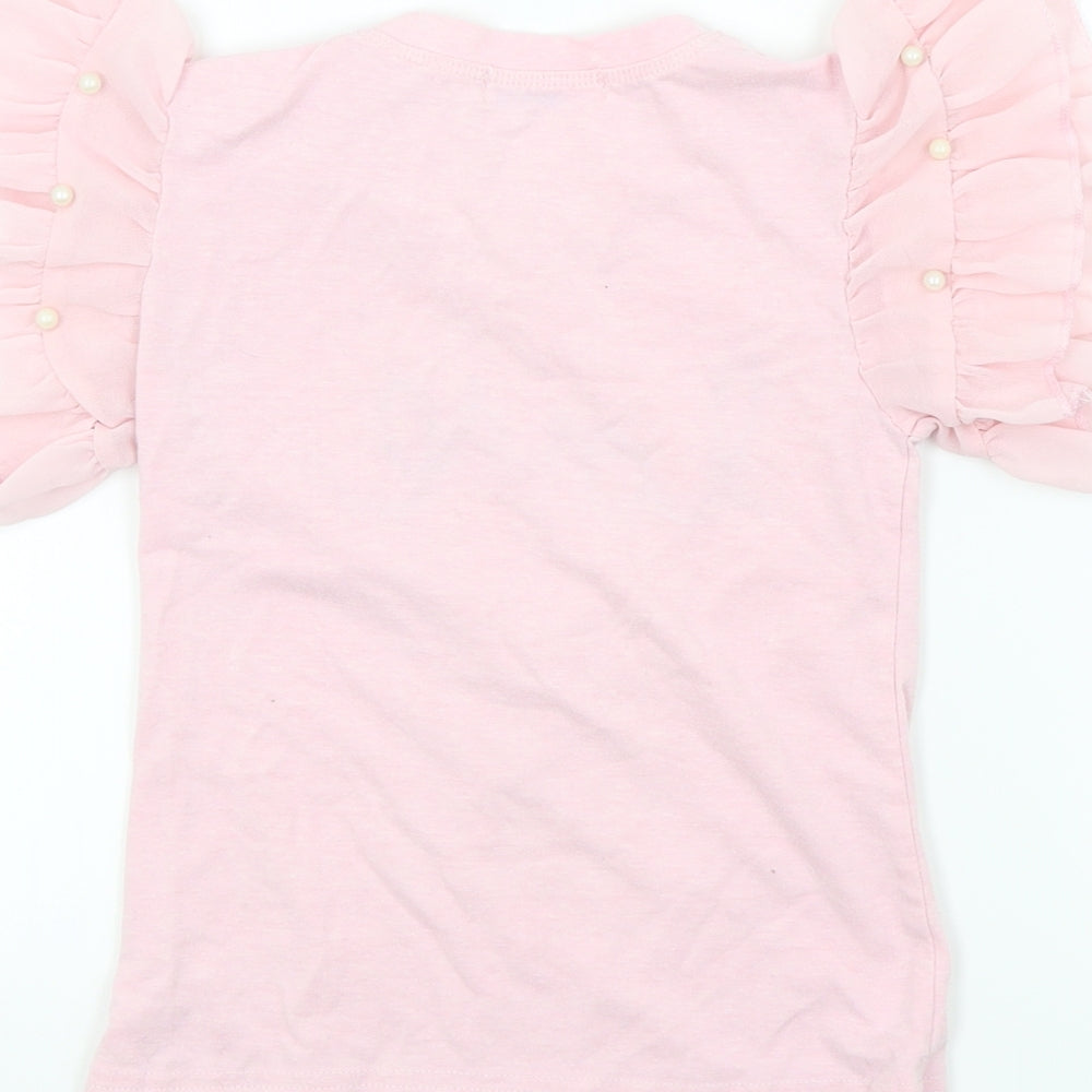 Vogue Girls Pink   Basic T-Shirt Size 3 Years  - Frill Sleeves