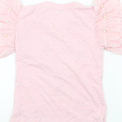 Vogue Girls Pink   Basic T-Shirt Size 3 Years  - Frill Sleeves