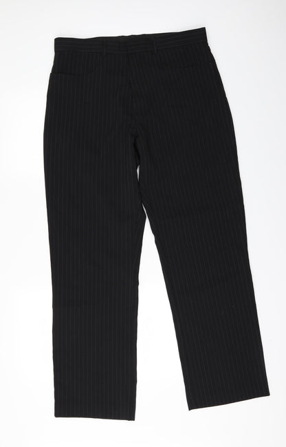 signet Mens Black Striped  Trousers  Size 32 in L30 in