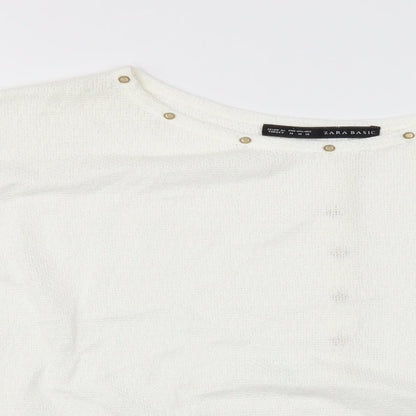 Womens UK Size M Zara White Basic Blouse