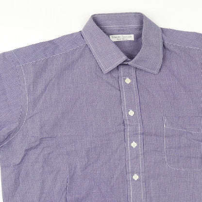 Simon Taylor Mens Beige Check   Button-Up Size 15.5