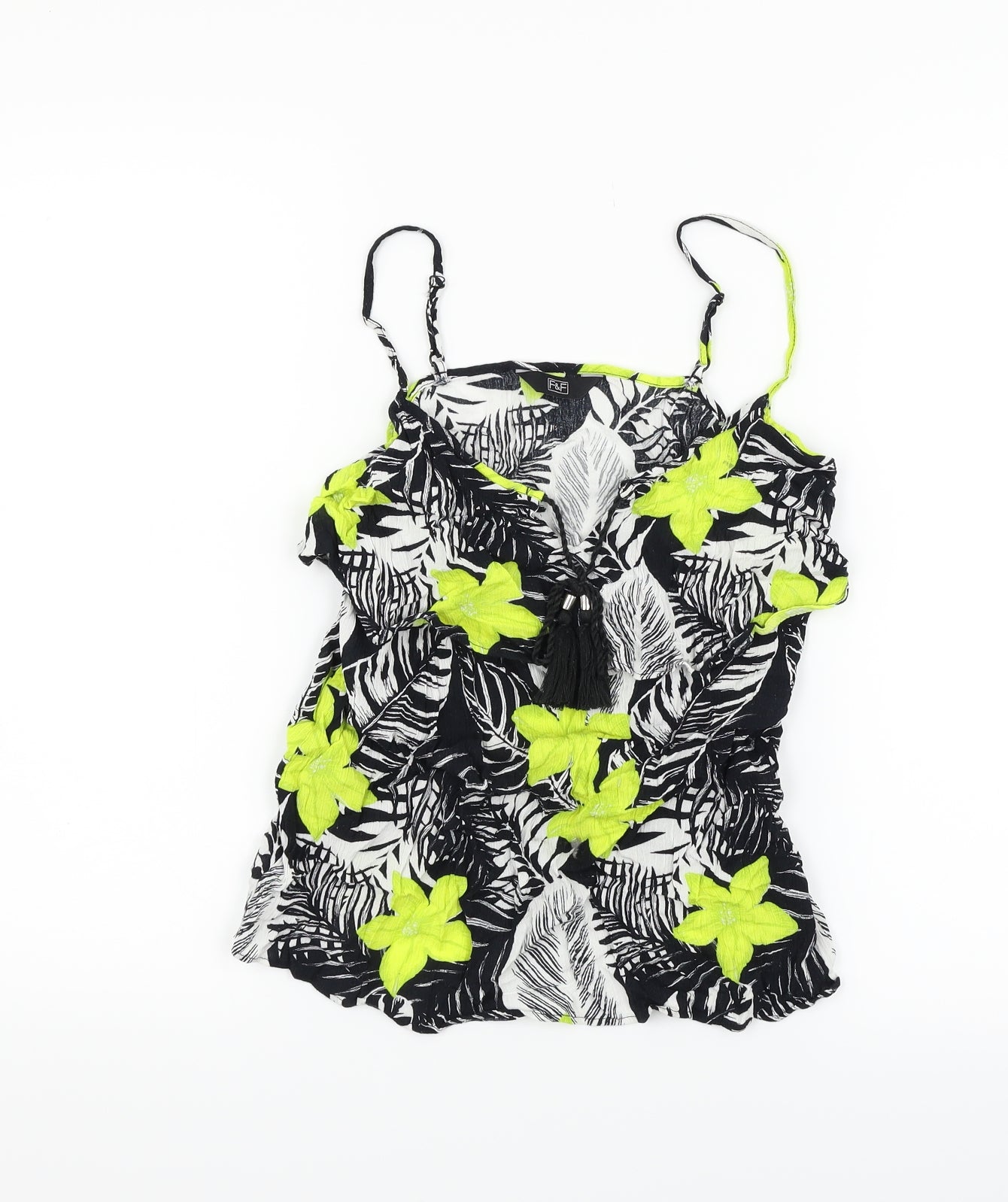 F&F Womens Green Floral  Basic T-Shirt Size 8