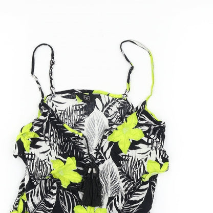 F&F Womens Green Floral  Basic T-Shirt Size 8