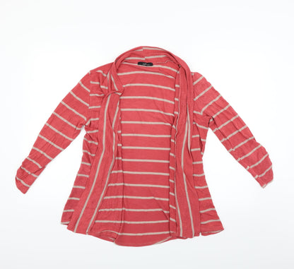 b' leev Womens Red Striped  Cardigan Jumper Size L