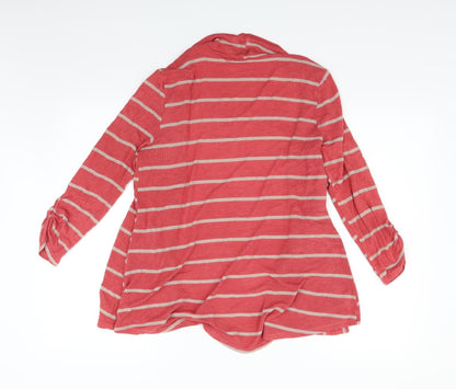 b' leev Womens Red Striped  Cardigan Jumper Size L