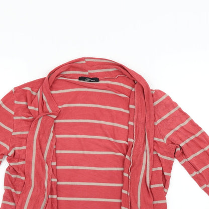 b' leev Womens Red Striped  Cardigan Jumper Size L
