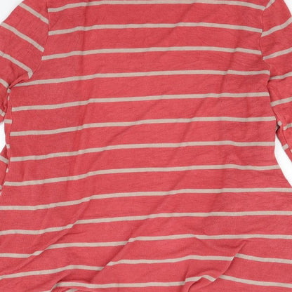 b' leev Womens Red Striped  Cardigan Jumper Size L