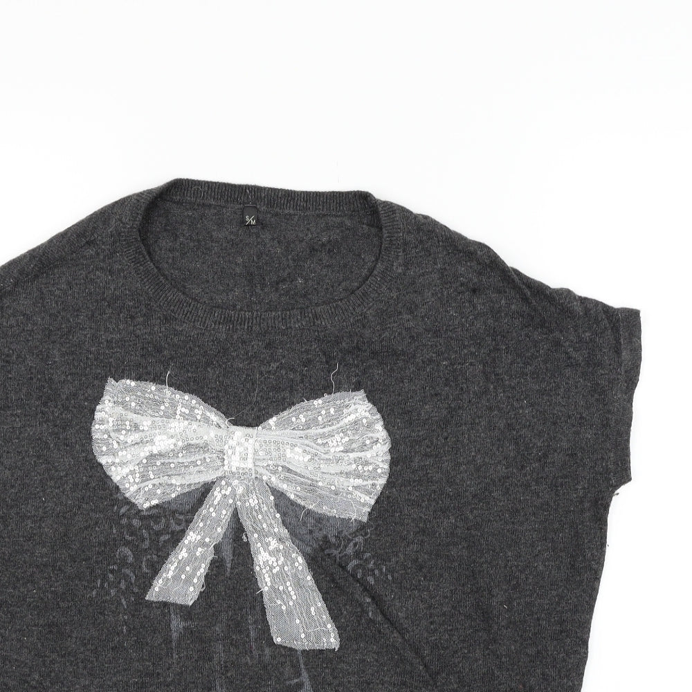 Preworn Womens Grey   Vest Jumper Size M  - bow