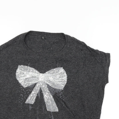 Preworn Womens Grey   Vest Jumper Size M  - bow
