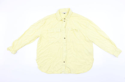 Miss Selfridge Womens Yellow   Basic Button-Up Size 14