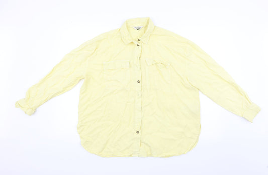 Miss Selfridge Womens Yellow   Basic Button-Up Size 14