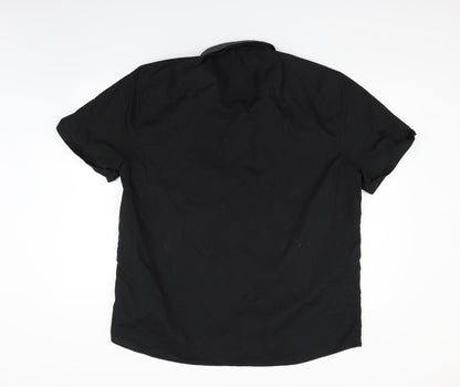 Mens UK Size 2XL Peacocks Black  Button-Up Short Sleeve Casual Shirt