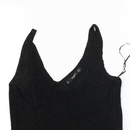 Womens UK Size S Mango Black Basic T-Shirt