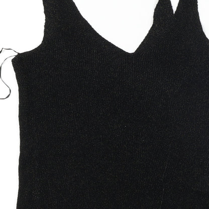 Womens UK Size S Mango Black Basic T-Shirt