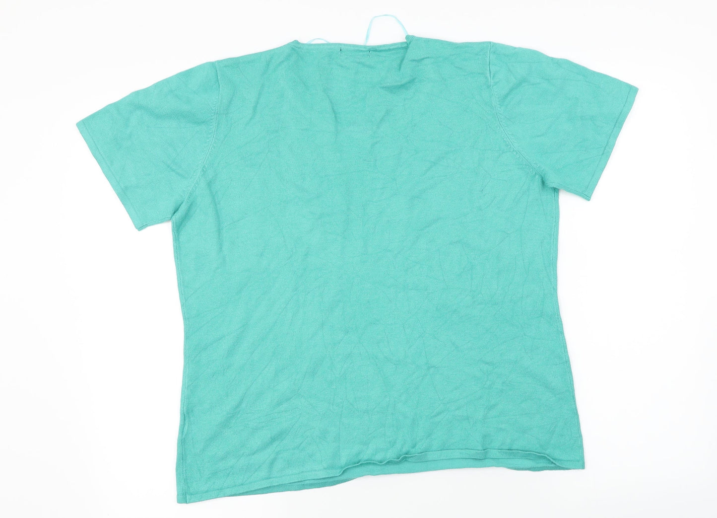happy D  Womens Green Floral  Basic T-Shirt Size 18