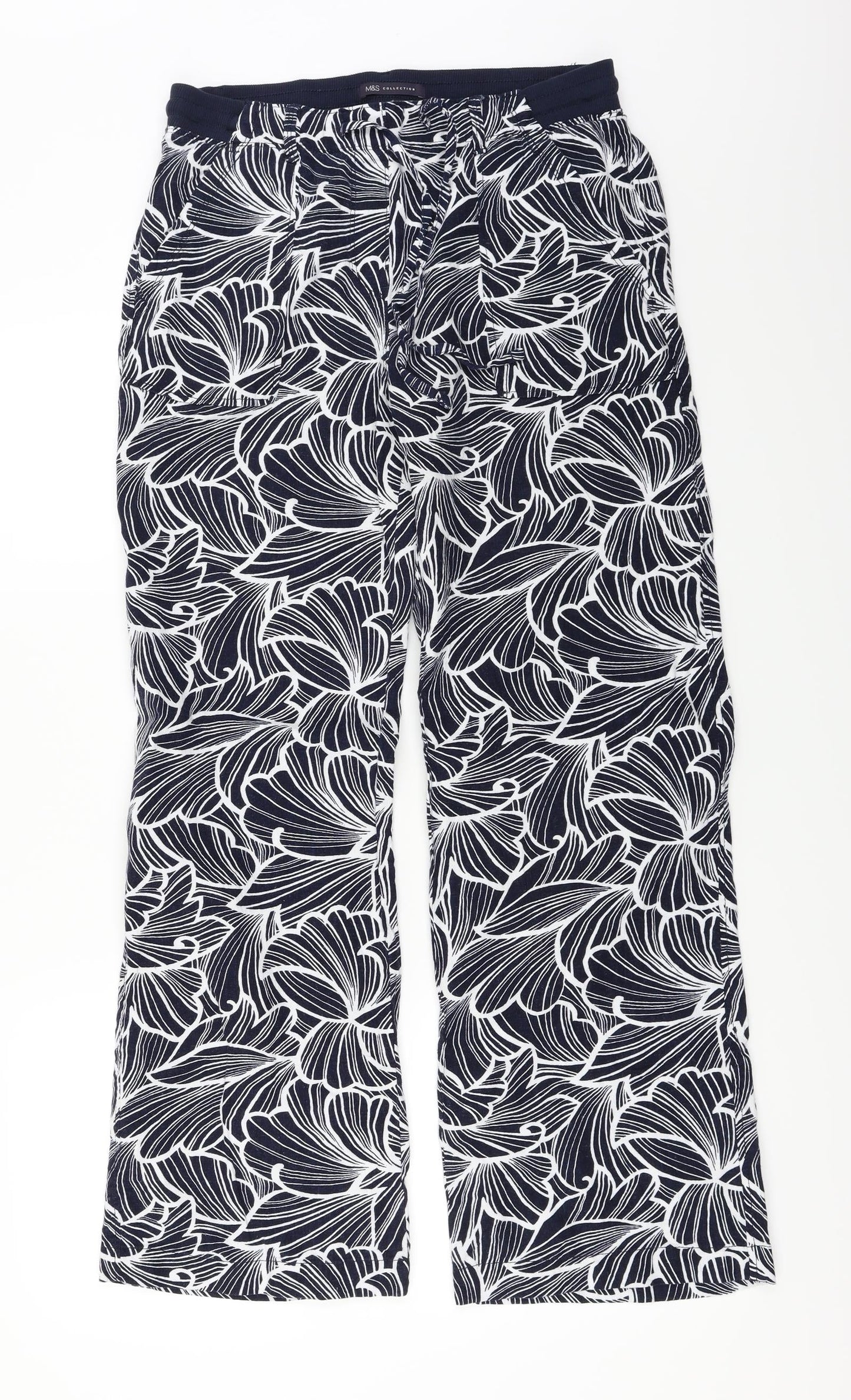 Womens UK Size 10 Marks and Spencer Regular Fit  Blue Trousers