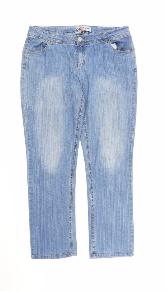 Denim 24/7 Womens Blue  Denim Straight Jeans Size 14 L28 in