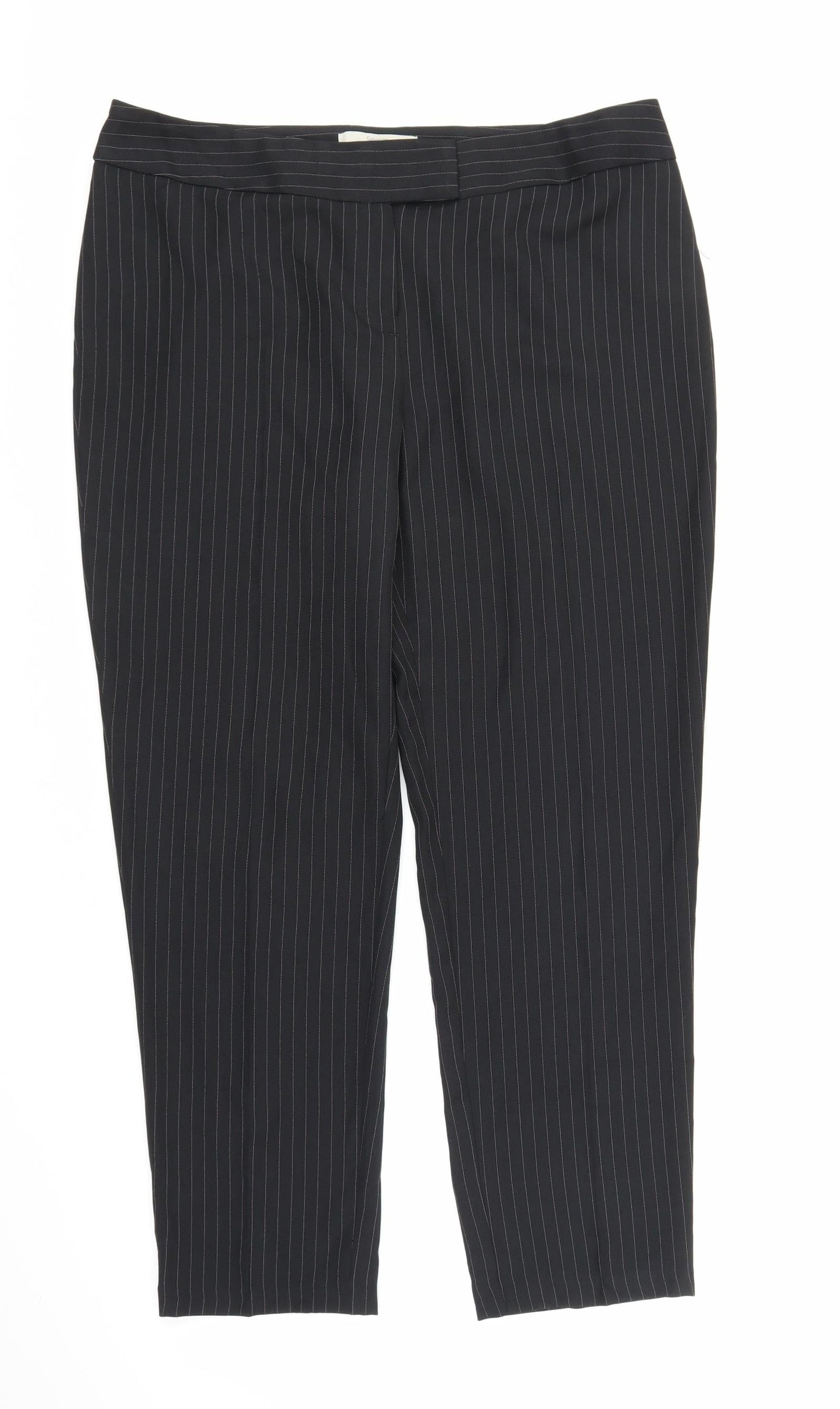 George Womens Black Striped  Trousers  Size 16 L27 in