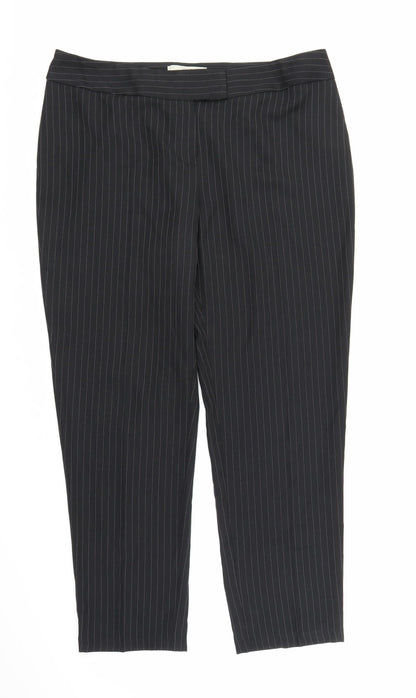 George Womens Black Striped  Trousers  Size 16 L27 in