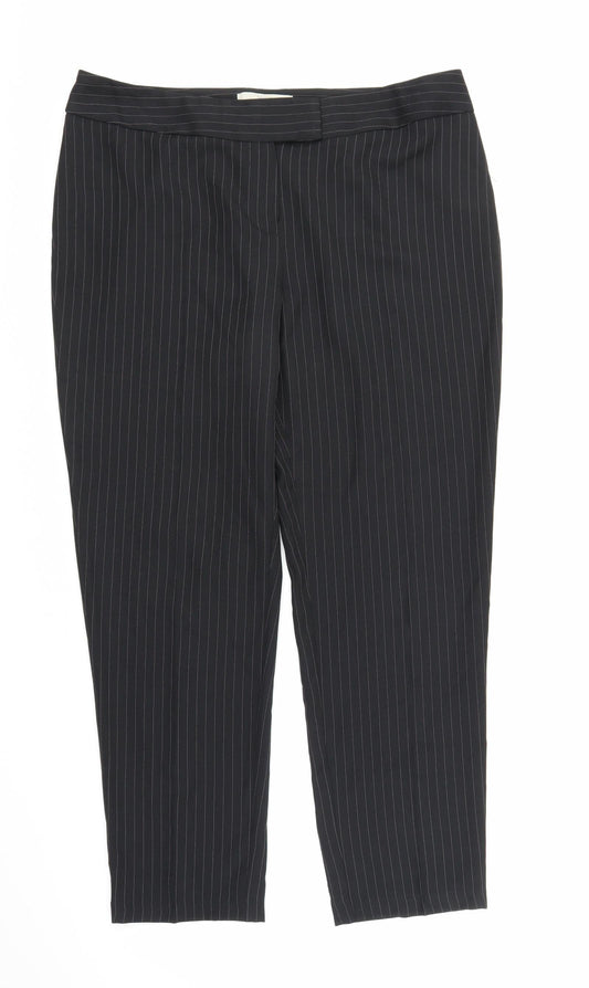 George Womens Black Striped  Trousers  Size 16 L27 in
