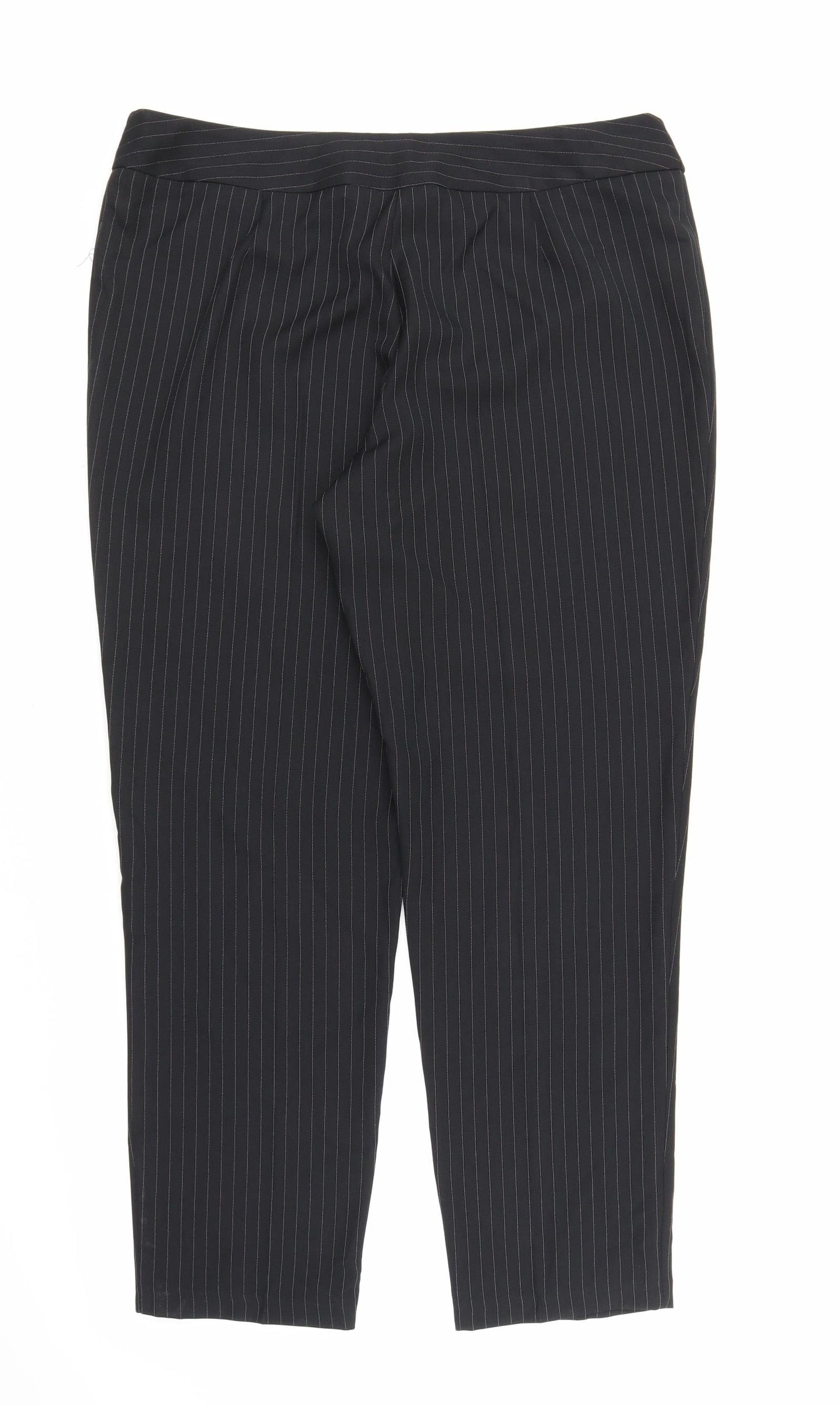 George Womens Black Striped  Trousers  Size 16 L27 in