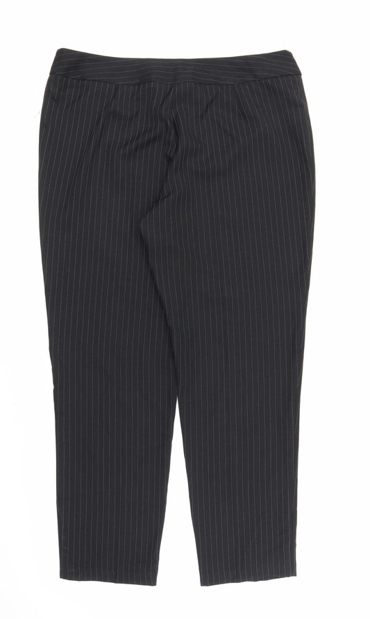 George Womens Black Striped  Trousers  Size 16 L27 in