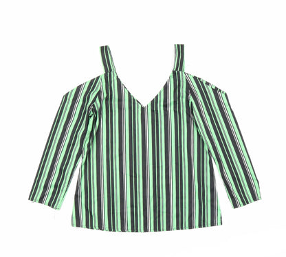 Womens UK Size S Preworn Green Basic Blouse
