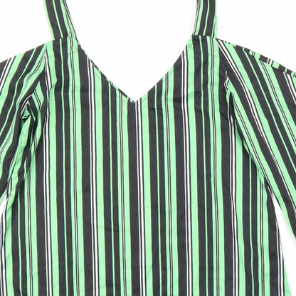 Womens UK Size S Preworn Green Basic Blouse