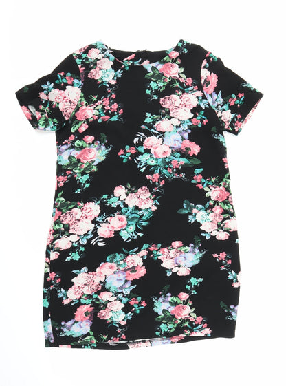 Poppy Lux Womens Black Floral  Sheath  Size 14