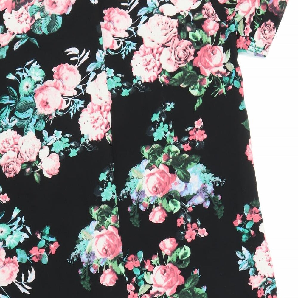 Poppy Lux Womens Black Floral  Sheath  Size 14