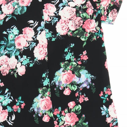 Poppy Lux Womens Black Floral  Sheath  Size 14