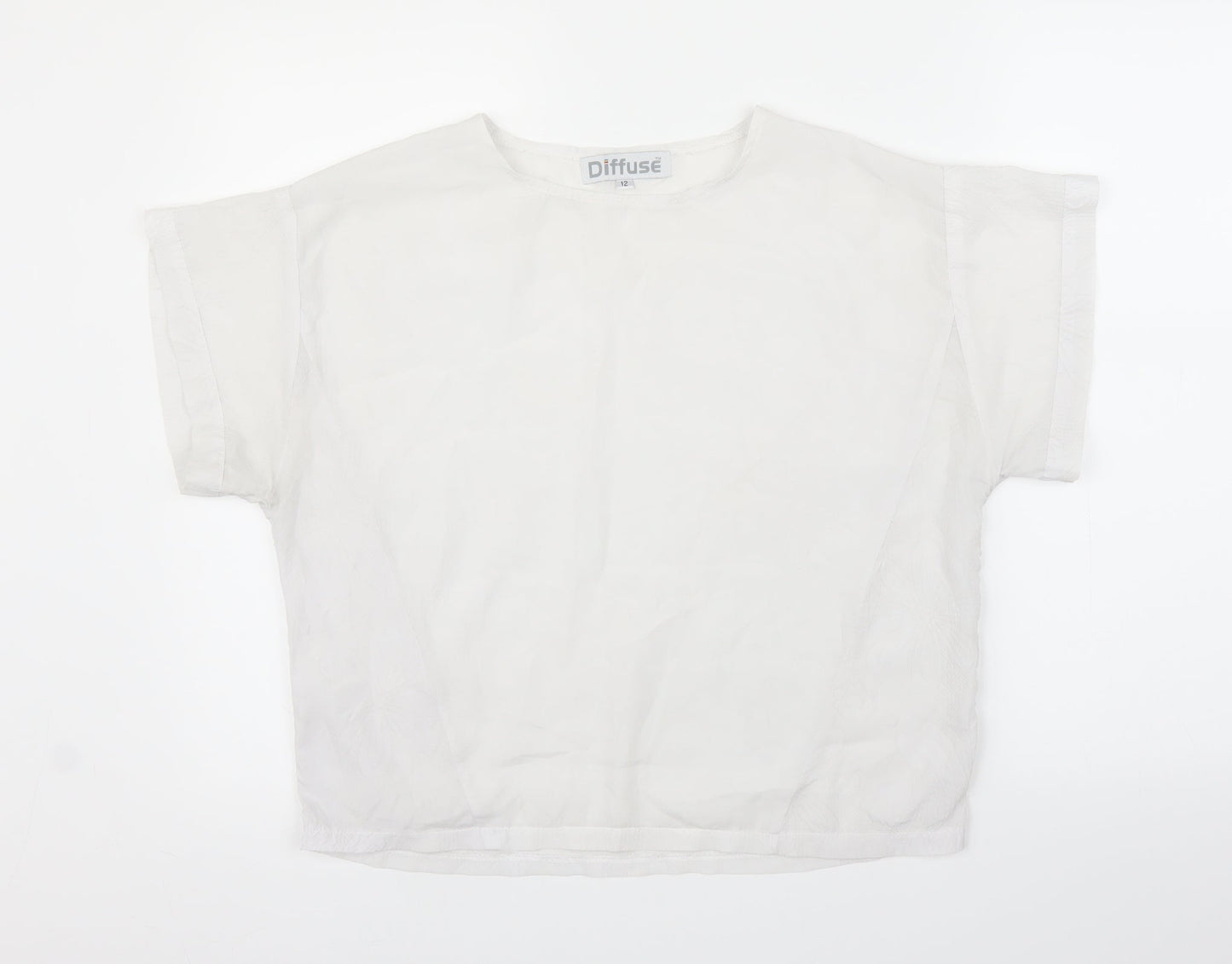 Womens UK Size 12 Diffuse White Basic Blouse