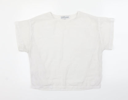 Womens UK Size 12 Diffuse White Basic Blouse