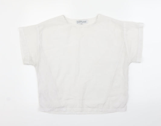 Womens UK Size 12 Diffuse White Basic Blouse