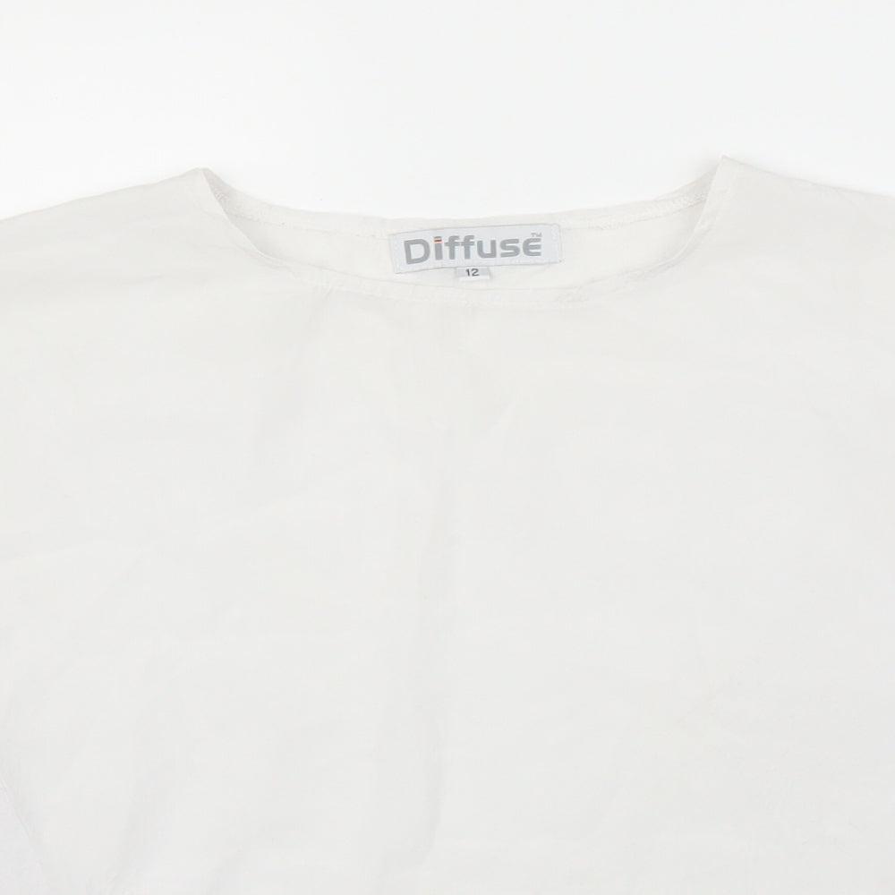 Womens UK Size 12 Diffuse White Basic Blouse