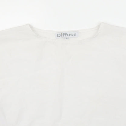 Womens UK Size 12 Diffuse White Basic Blouse