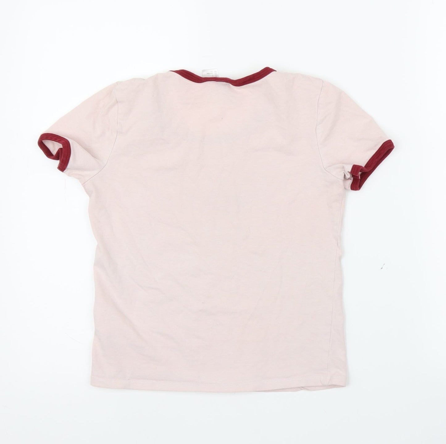 Womens UK Size S H&M Pink Ringer T-Shirt
