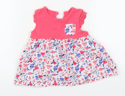 George Girls Pink Floral  Skater Dress  Size 0-3 Months