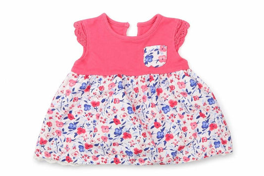 George Girls Pink Floral  Skater Dress  Size 0-3 Months