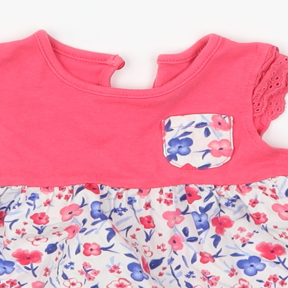 George Girls Pink Floral  Skater Dress  Size 0-3 Months