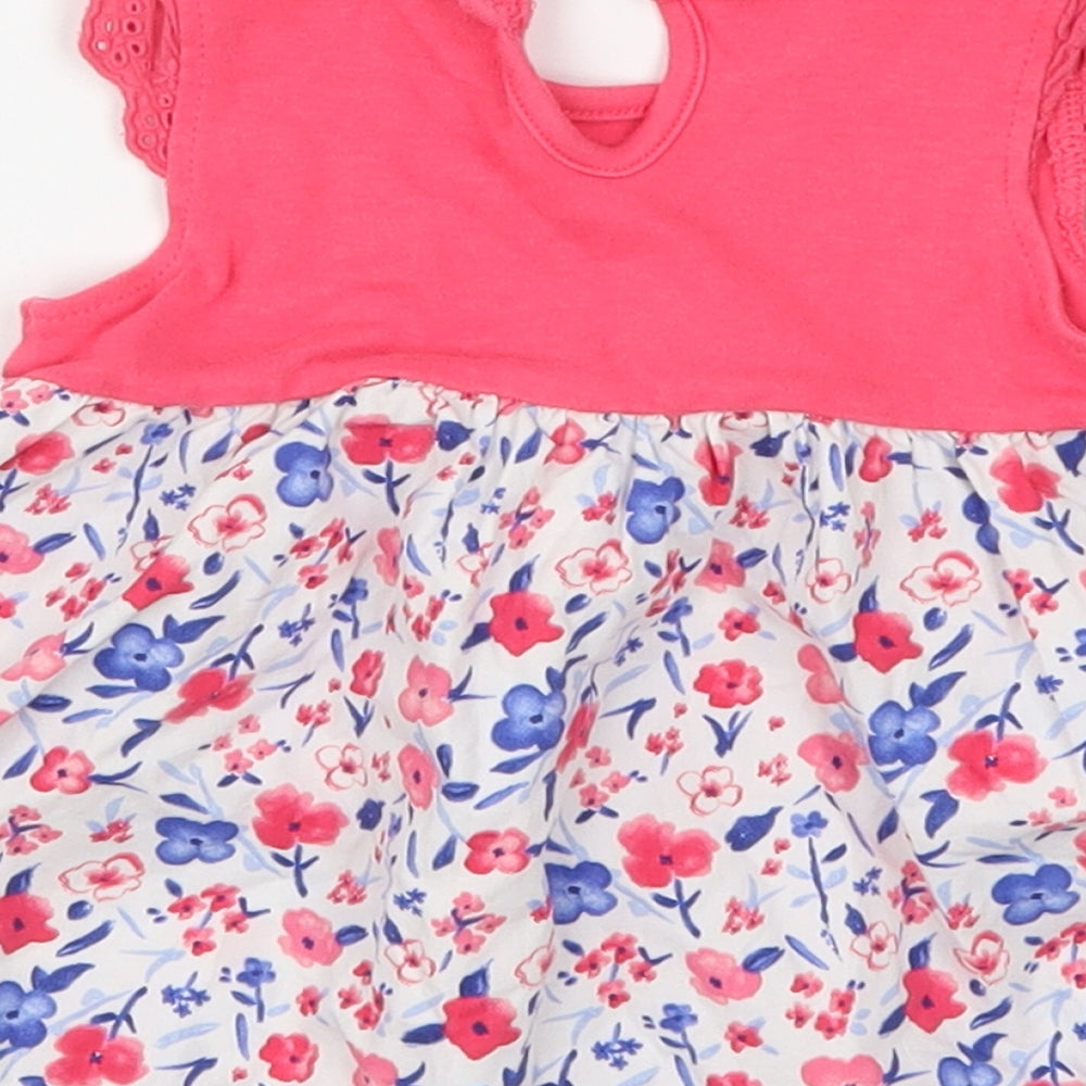 George Girls Pink Floral  Skater Dress  Size 0-3 Months