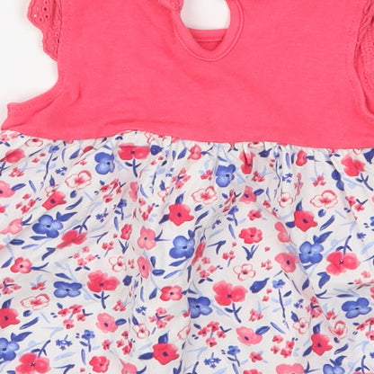 George Girls Pink Floral  Skater Dress  Size 0-3 Months